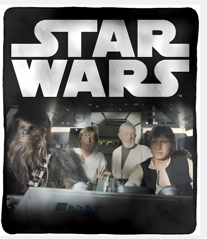 Polar Fleece Blanket - Throw - Star Wars - Han, Luke, Obi Wan, Chewy - Gift Idea