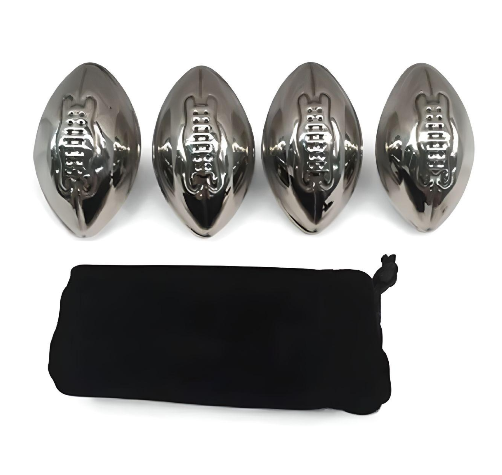 Reusable Whiskey Cooling Stones - 4 Piece SS Foot Ball - Gift Ideas 4 Footy Fan