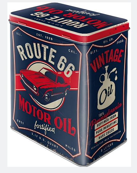Kitchen Storage Canisters Tins Nostalgic-Art Route 66 Motor Oil Treats Tin Gifts