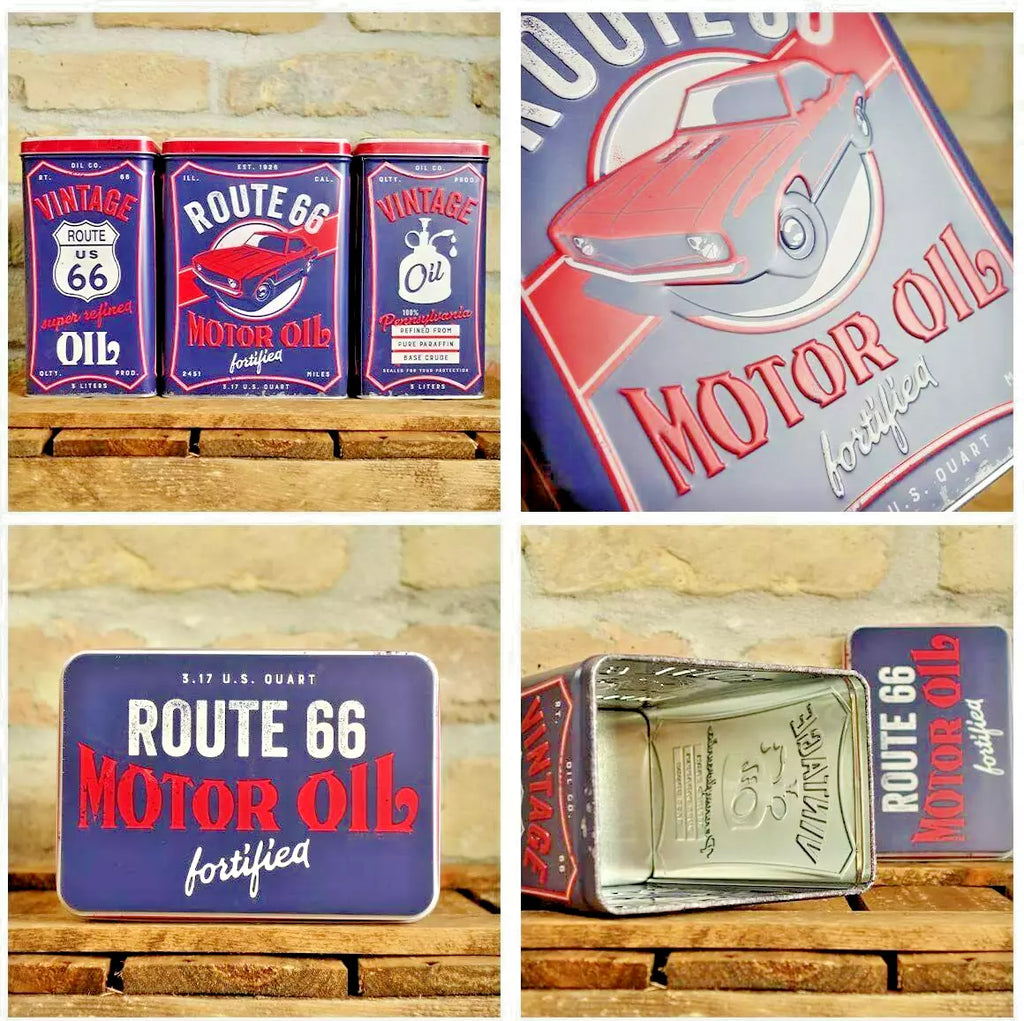 Kitchen Storage Canisters Tins Nostalgic-Art Route 66 Motor Oil Treats Tin Gifts
