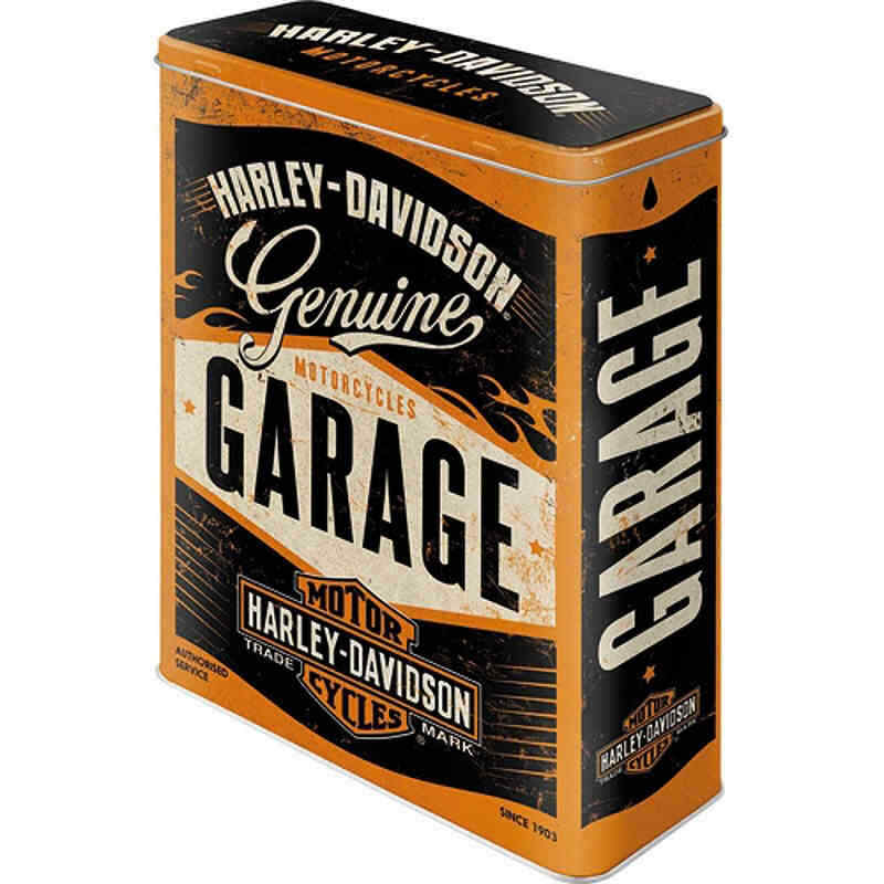 Nostalgic-Art XL Tin Storage Container Harley Davidson Genuine Garage Gift Ideas