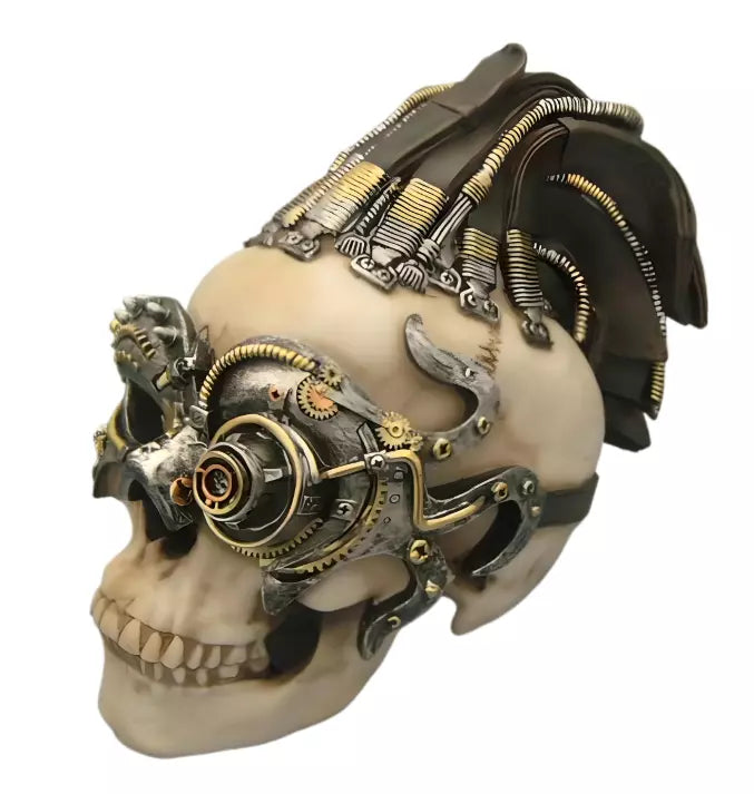 Gothic Steampunk Skull Figurine – Resin Halloween Decor, Perfect Unique Gift