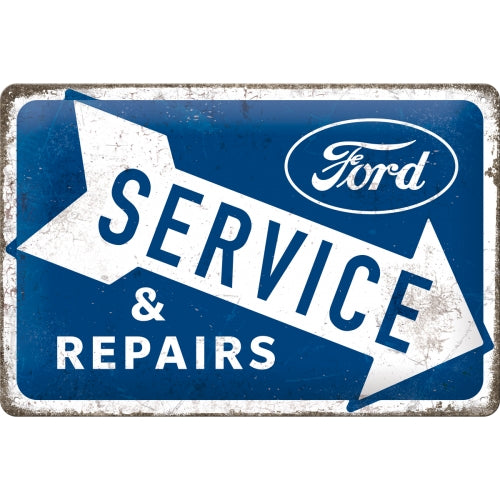 Metal Tin Sign - Embossed - Ford Service & Repairs - Gift Ideas