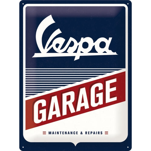 Embossed metal Tin Sign - Vespa Garage - gift Ideas