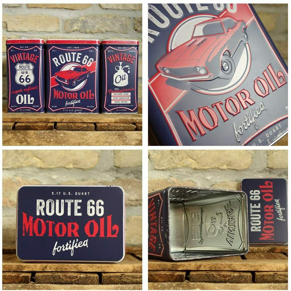 Nostalgic-Art Large Tin Storage Container Route 66 Motor Oil - Gift Ideas