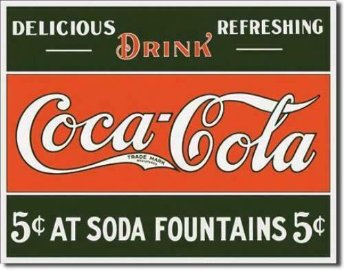 Metal Tin Sign - Coca-Cola 5c - Gift Ideas 4 Mancave Bar Signs