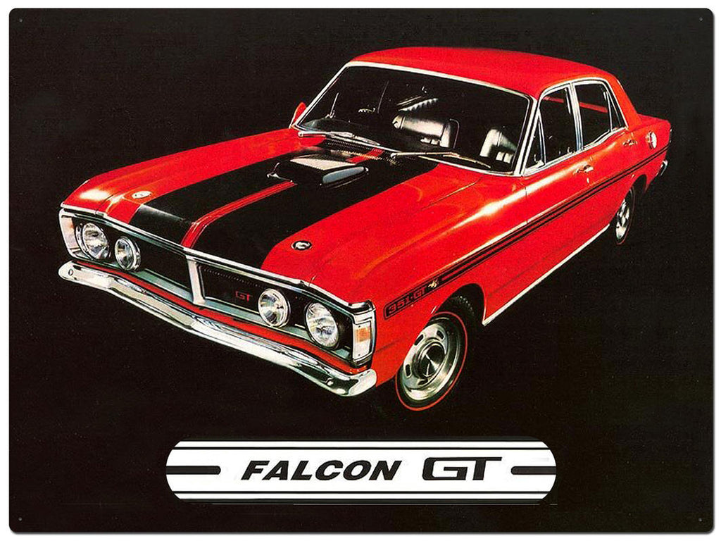 Metal Tin Signs - Red Ford Gt Falcon - Gift Ideas 4 Mancave Bar Signs