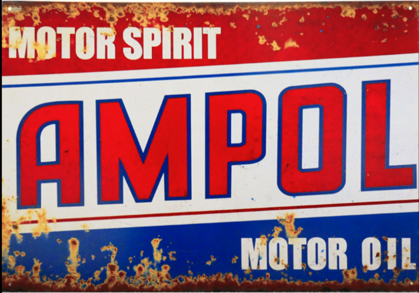 Metal Tin Sign - Ampol Motor Oil Large 35 x 50 - Gift Ideas 4 Mancave Bar Signs