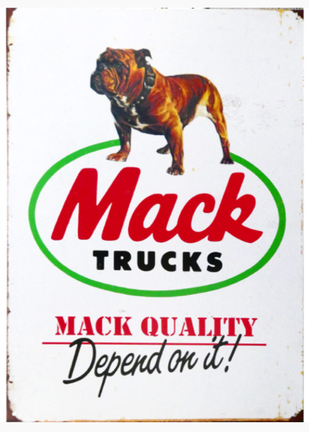 Metal Tin Sign - Mack Truck Bull Dog Logo Plaques - Gift Ideas 4 Mancave