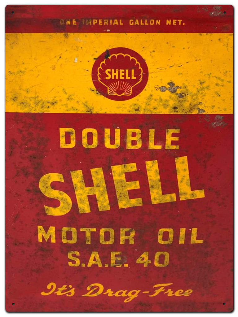 Metal Tin Sign - Shell Motor Oil SAE 40 - Gift Ideas 4 Mancave Bar Signs