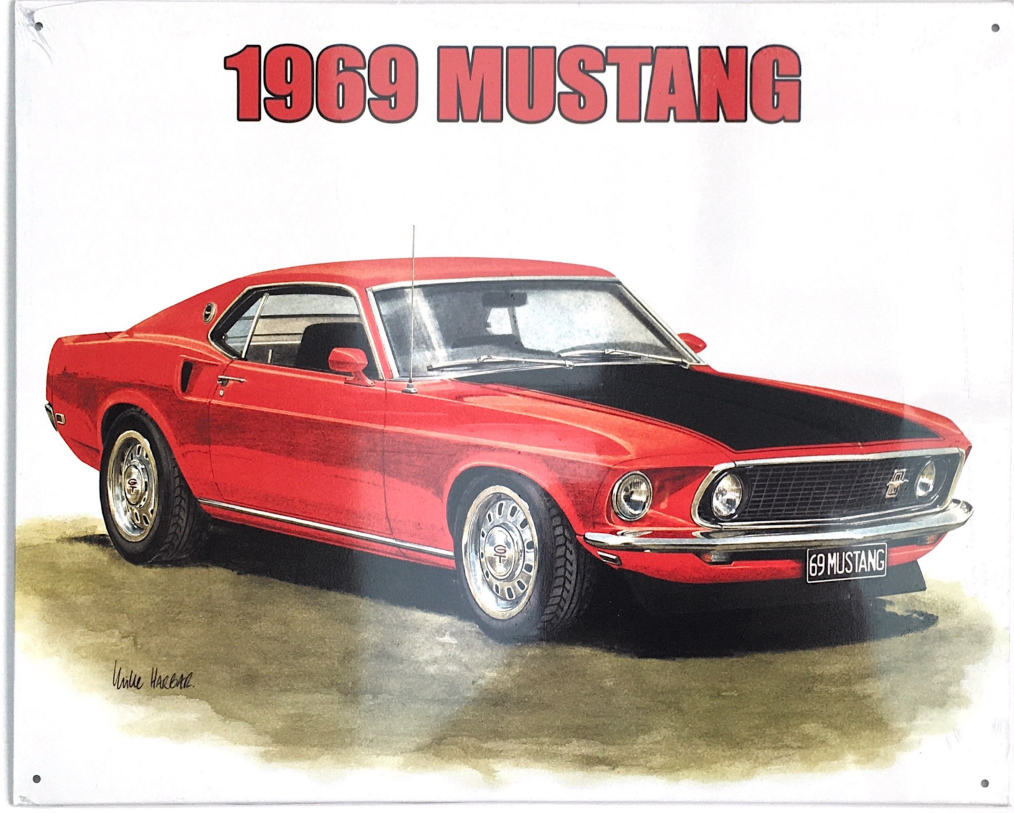 Metal Tin Sign - 1969 Ford Mustang - Gift Ideas 4 Mancave Bar Signs