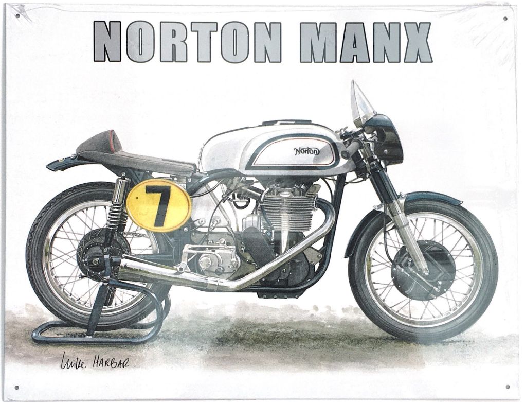 Metal Tin Sign - Norton Manx 500cc 1952- Gift Ideas 4 Mancave Bar Signs