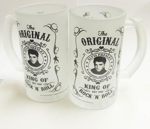 Glass Stein 16 Oz 2pk - Elvis Presley King Black /White - Gift Ideas