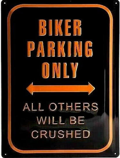 Nostalgic-Art Embossed Metal Tin Sign - Biker Parking Only - Gift Ideas