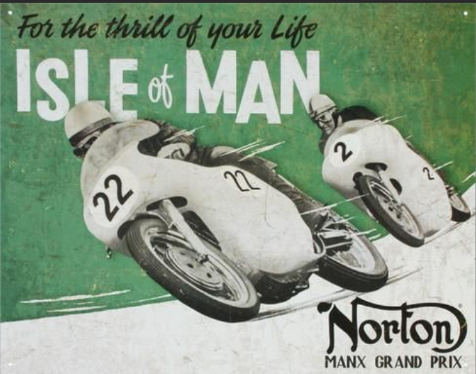 Metal Tin Sign - Norton Manx Isle of Man - Gift Ideas 4 Mancave Bar Signs