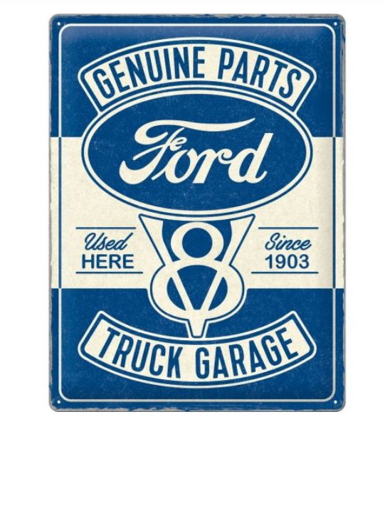 Embossed Metal Tin Sign - Ford V8 Truck Garage - Gift Ideas 4 Mancave Bar Signs