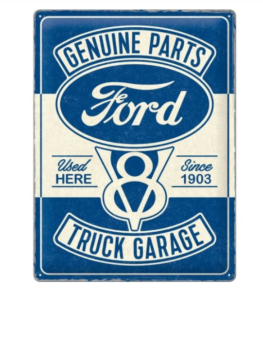 Nostalgic-Art Embossed Metal Tin Sign - Ford V8 Truck Garage - Gift Ideas