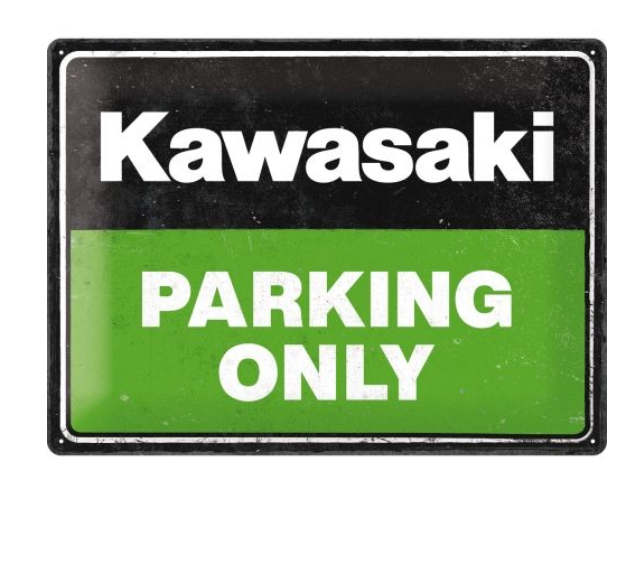 Embossed Metal Tin Signs - Kawasaki Parking Only - Gift Ideas 4 Mancave Bar Sign