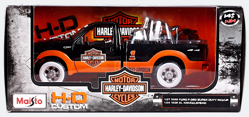 1:24 Diecast Model - Ford 350 Pickup - Knucklehead Harley Davidson - Gift Ideas