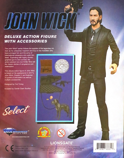 John Wick Chapter 2 Action Figure Black Suit & nameless Dog - With Accessories