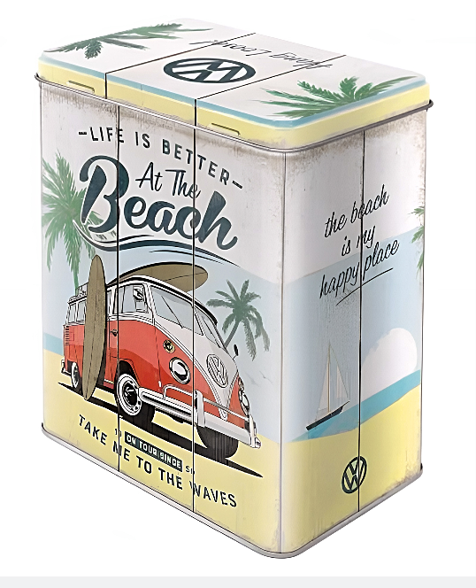 Nostalgic-Art Embossed Tin Box Large VW Bulli Life is Better at the Beach