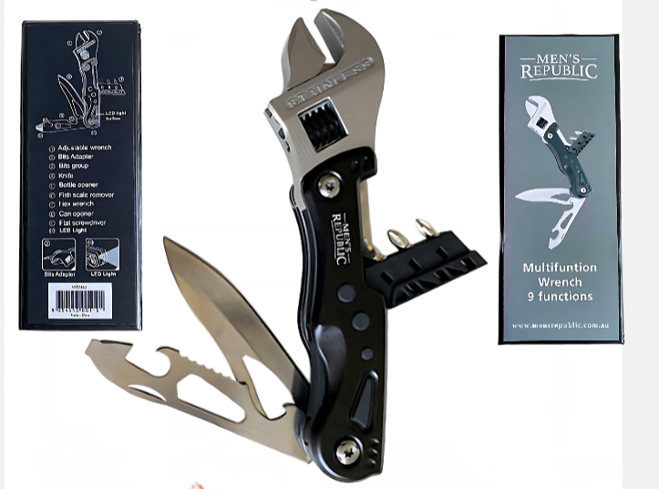 Multi-Tool- Multifunction Wrench 9 functions Camping Tool - Gift Ideas