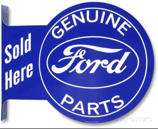 Metal Tin Sign - Flanged - Ford Genuine Parts - Gift Ideas for Mancave Bar sign