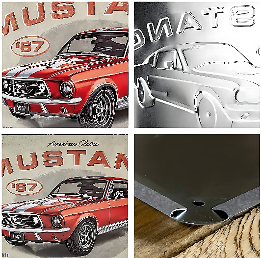 Embossed Metal Tin Sign –1967 Ford Mustang GT – Gift Ideas 4 Mancave Bar Signs