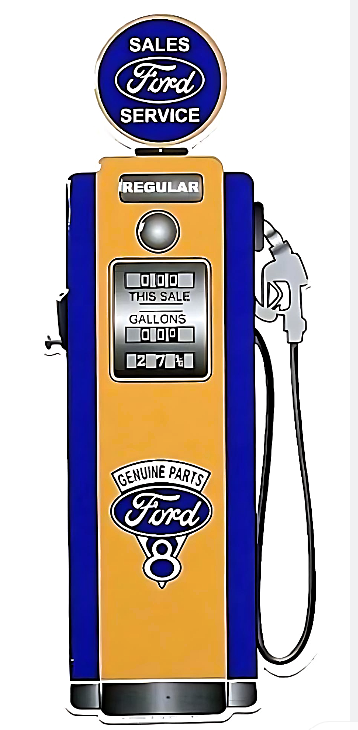 Embossed Metal Tin Sign -X Large Ford Gas Pump - Gift Ideas 4 Mancave Bar Signs