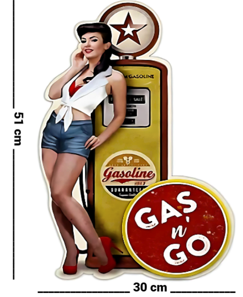 Embossed Metal Tin Sign - Vintage Gas Pump Pin up Girl - Gift Ideas