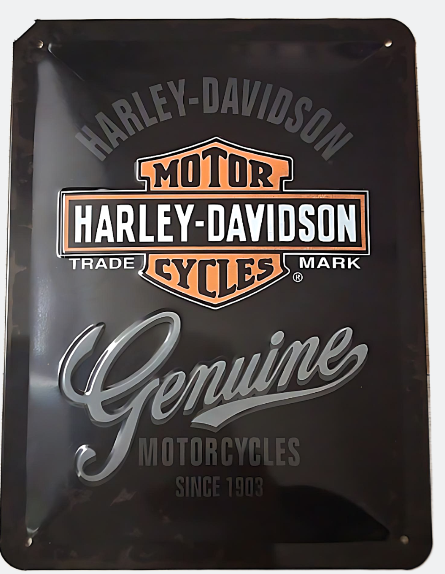 Embossed Metal Tin Sign - Harley Davidson Genuine Motorcycles - Gift Ideas