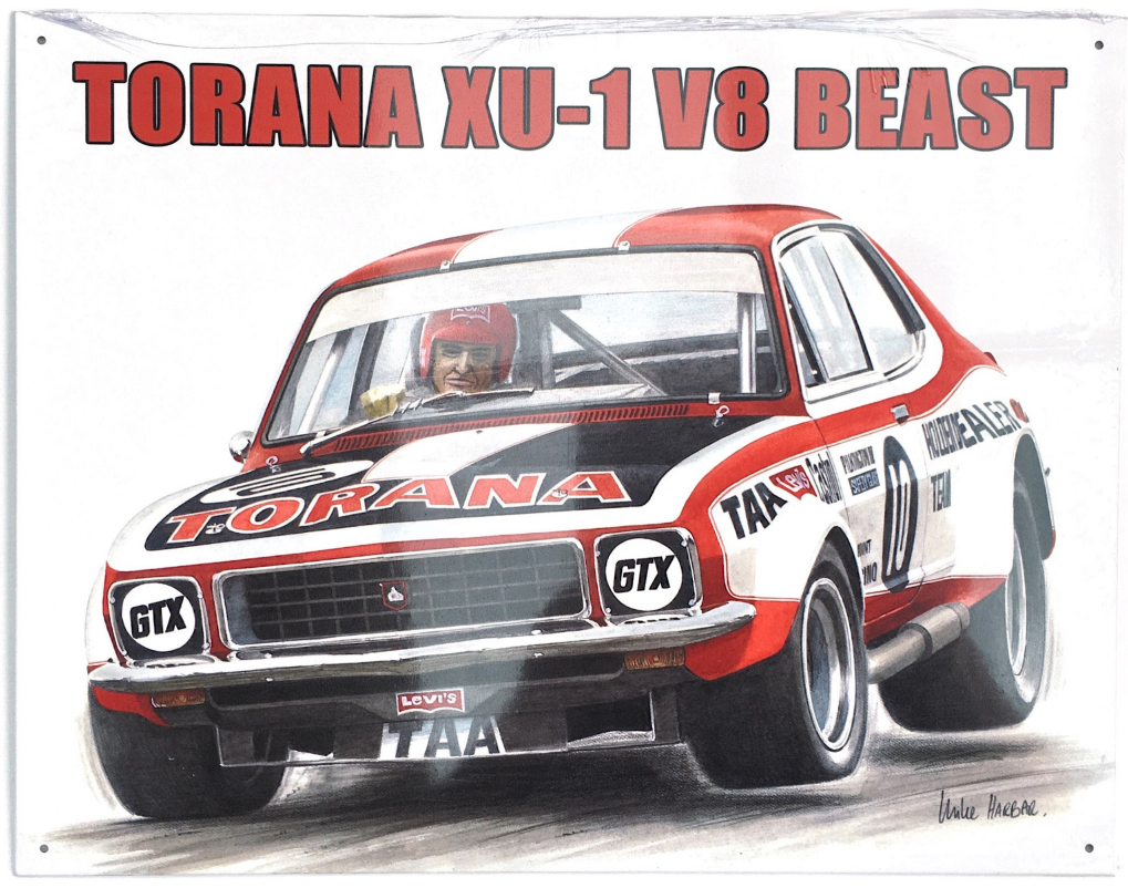 Metal Tin Sign - Peter Brock Holden Torana XU-1 - Gift Ideas 4 Mancave Bar Signs