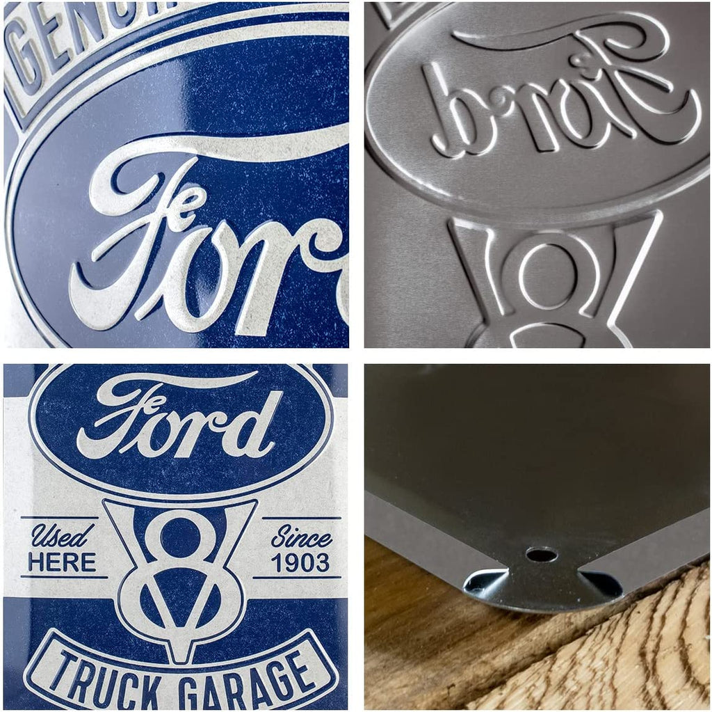 Nostalgic-Art Embossed Metal Tin Sign - Ford V8 Truck Garage - Gift Ideas