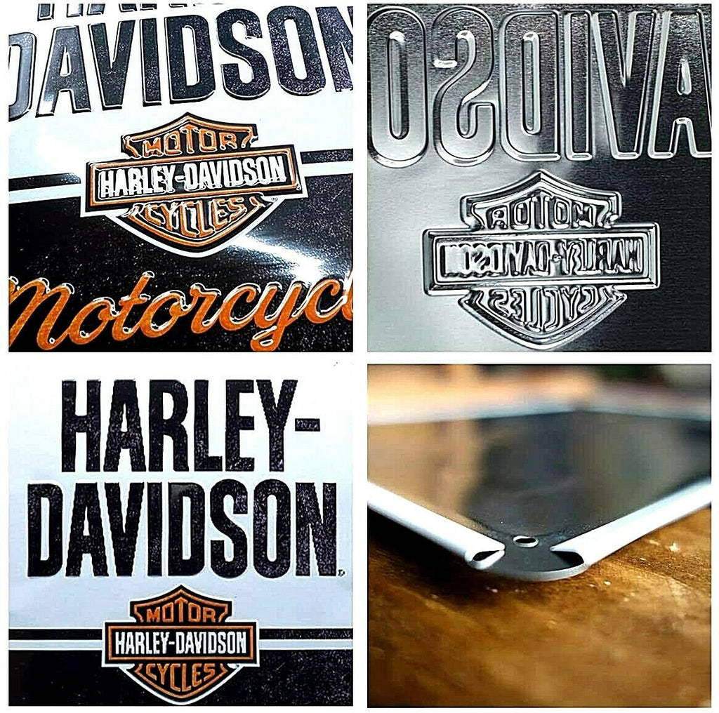 Embossed Metal Tin Sign - Large Harley Davidson Motorcycles - Gift Ideas