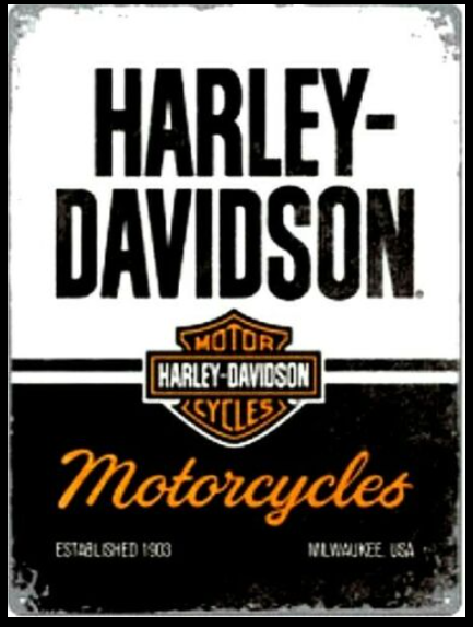 Embossed Metal Tin Sign - Large Harley Davidson Motorcycles - Gift Ideas