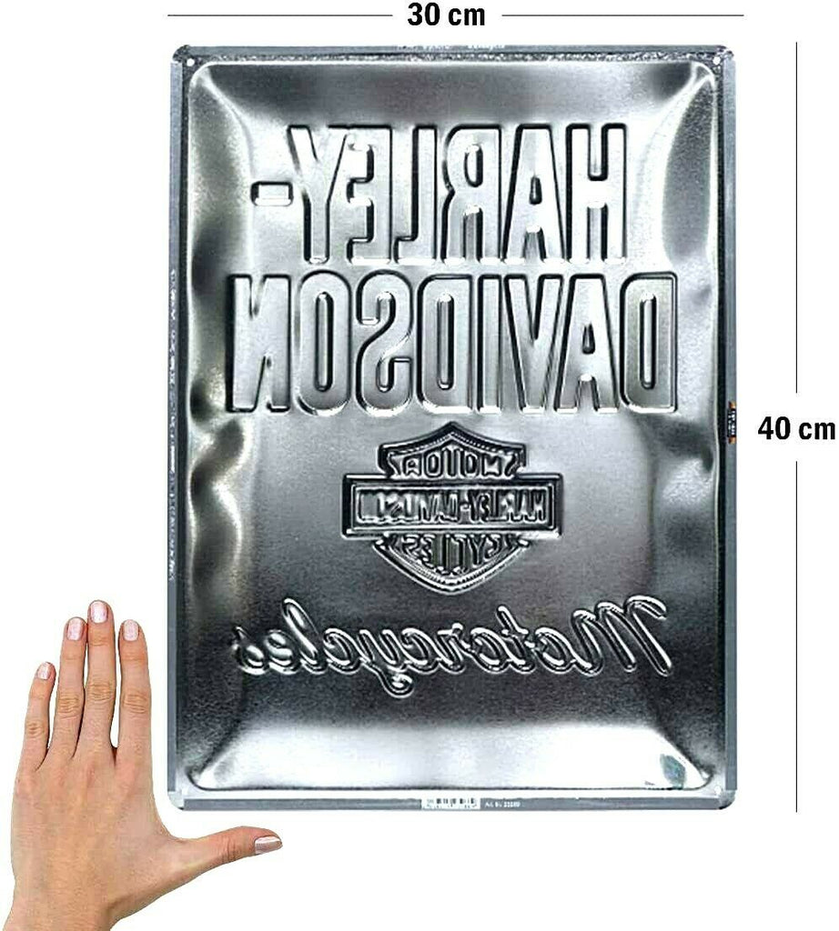 Embossed Metal Tin Sign - Large Harley Davidson Motorcycles - Gift Ideas