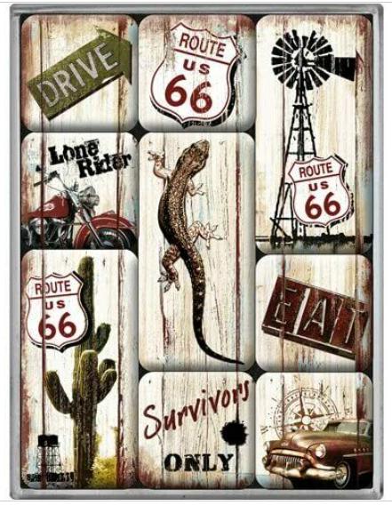 Route 66 Survival Fridge Magnet Set