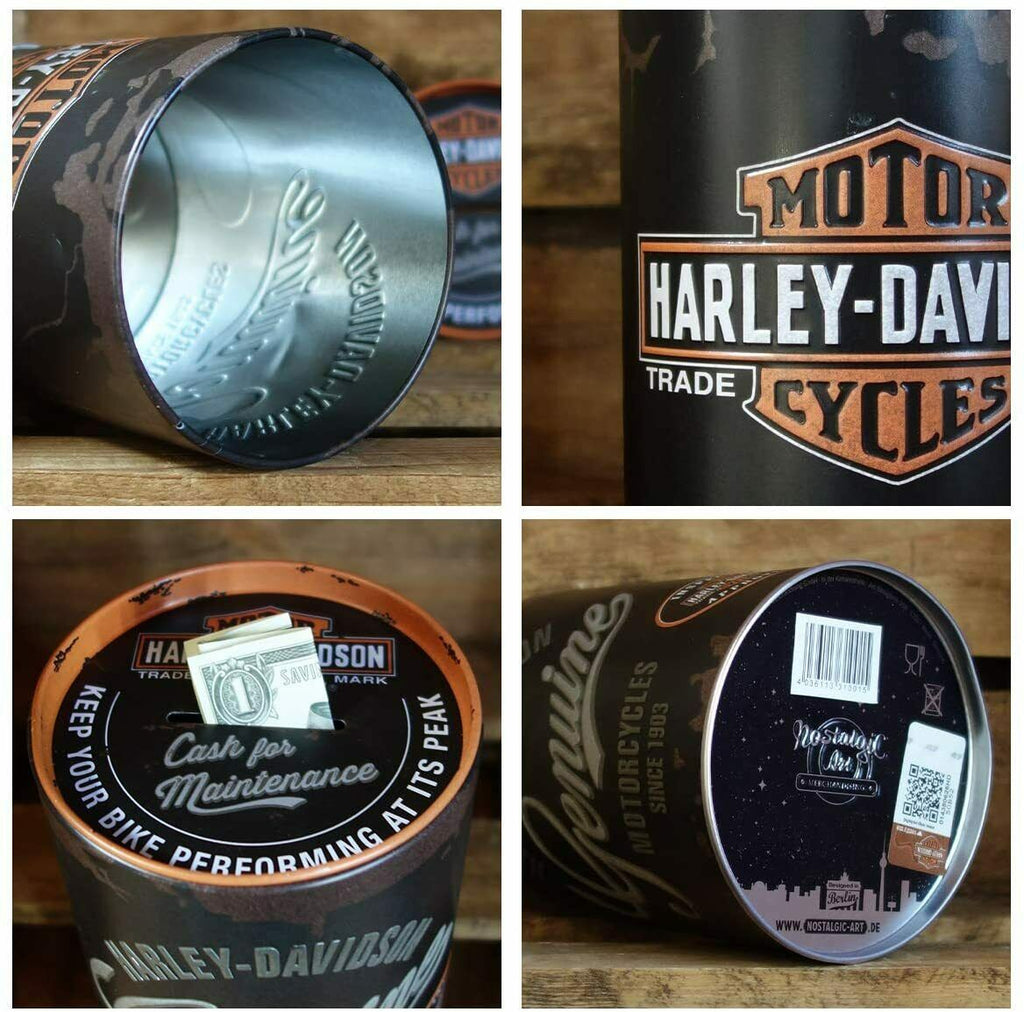 Genuine Harley Davidson Logo Tin Money Box- Piggy bank