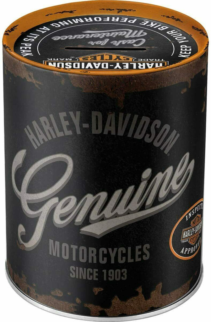 Genuine Harley Davidson Logo Tin Money Box- Piggy bank