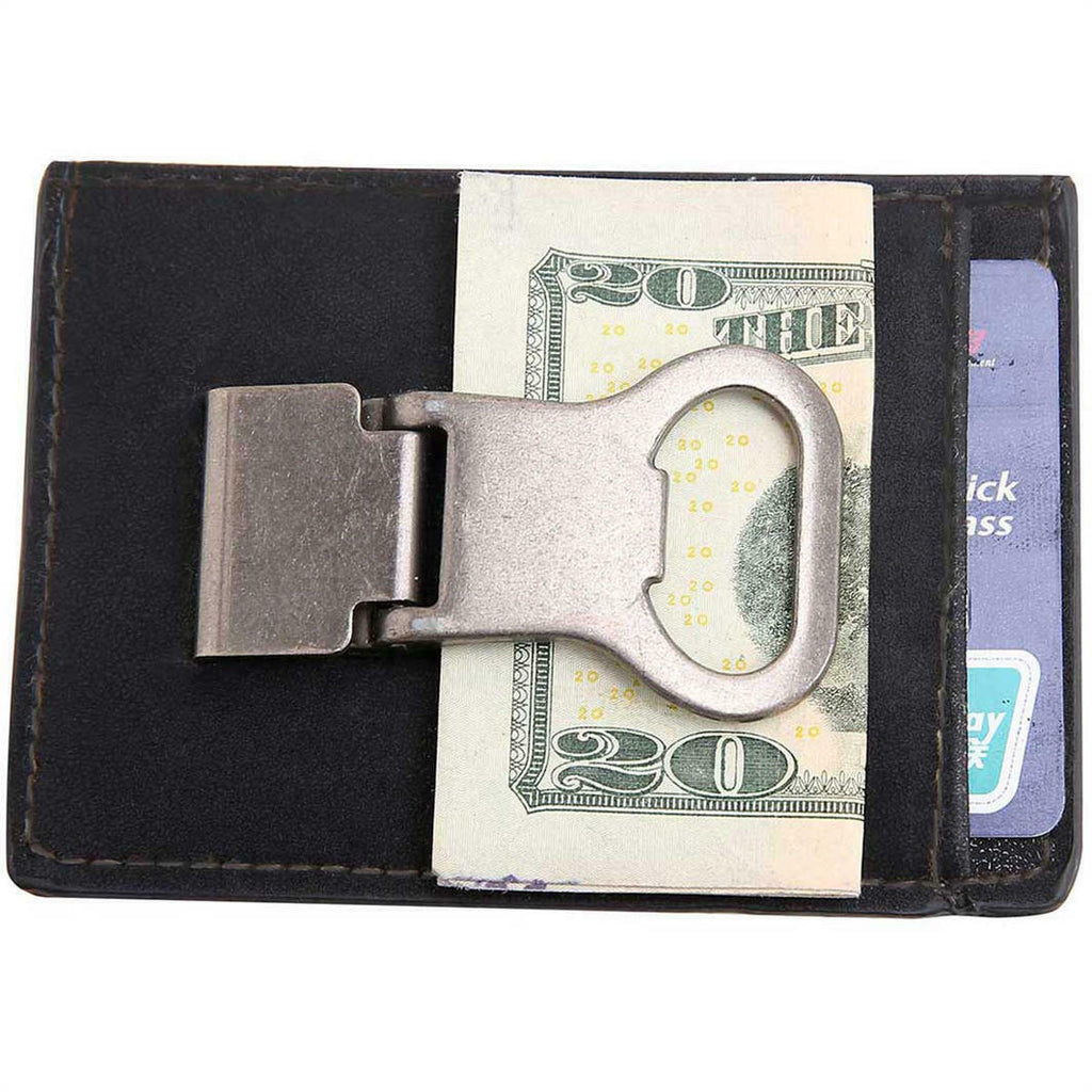 Leather Money Clip with Bottle Opener- Men’s Wallet