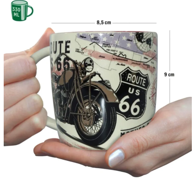 Ceramic 11oz Coffee Mug Tea Cup Route 66 Bike Map