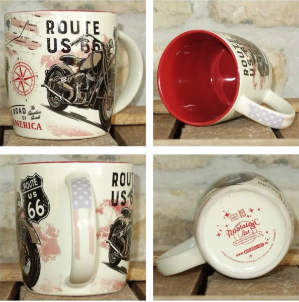 Ceramic 11oz Coffee Mug Tea Cup Route 66 Bike Map