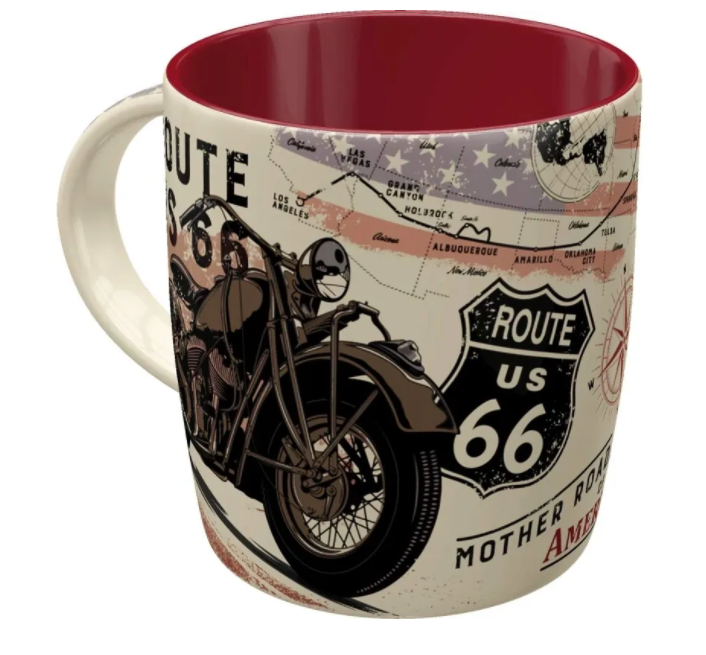 Ceramic 11oz Coffee Mug Tea Cup Route 66 Bike Map