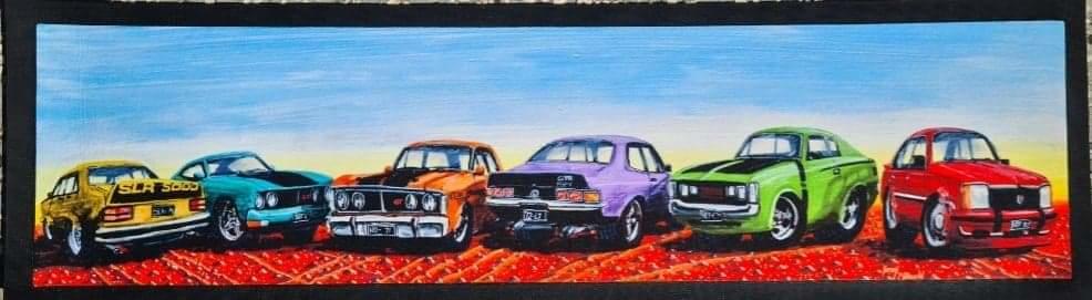 Bar Towels Runner- Mat Aussie Muscle Cars - Gift Ideas for Mancave Bar