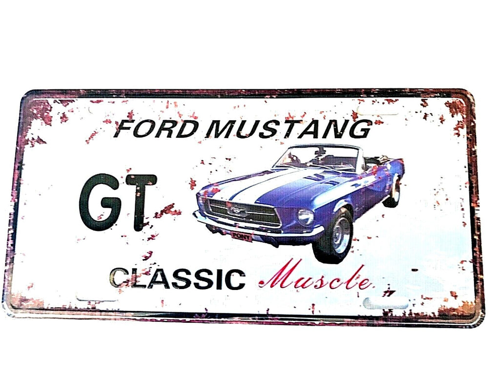 Ford Mustang Embossed Number Plate Tin Sign Collectible Gift Ideas for Man Cave