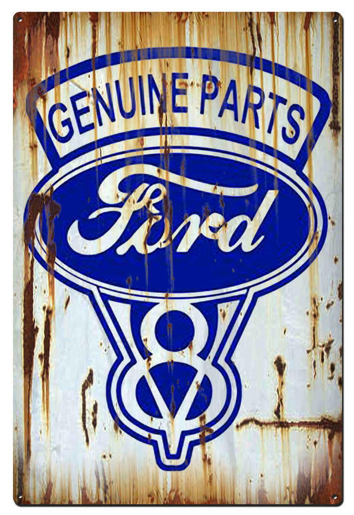 Metal Tin Sign - V8 Ford Parts Classic Vintage - Gift Ideas 4 Mancave Bar Signs