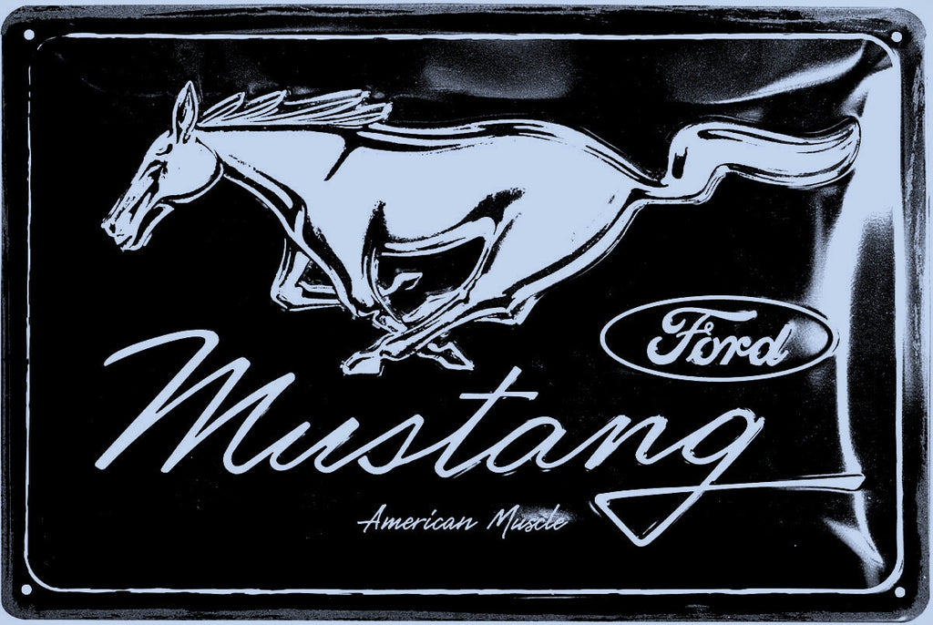 Embossed Metal Tin Sign - Ford Mustang Horse logo Gift Ideas 4 Mancave Bar Signs