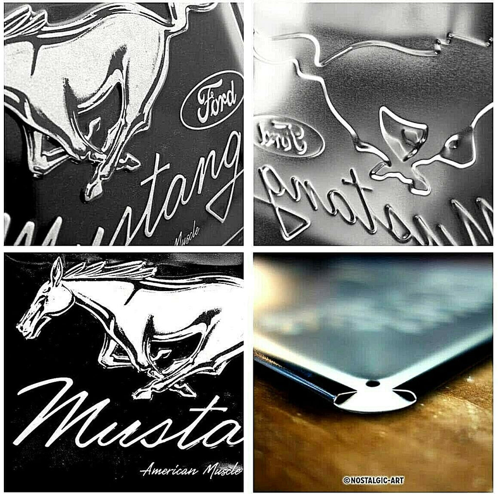 Embossed Metal Tin Sign - Ford Mustang Horse logo Gift Ideas 4 Mancave Bar Signs