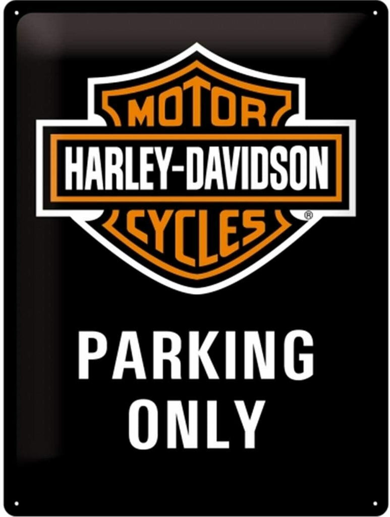 Embossed Metal Tin Sign - HarleyDavidson Parking Only - Gift Ideas