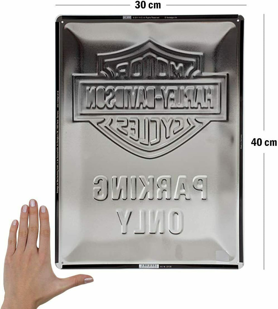 Embossed Metal Tin Sign - HarleyDavidson Parking Only - Gift Ideas